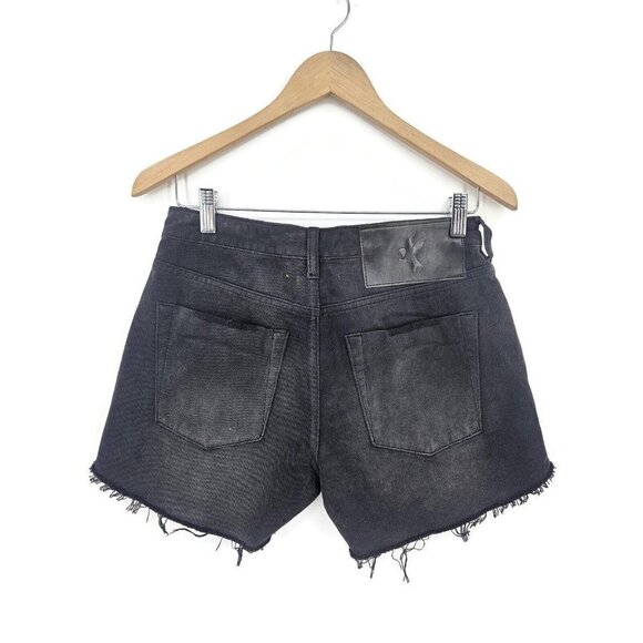 NWOT One Teaspoon Black Trucker Denim Shorts Womens 26 Mid Rise Cut Offs - Picture 2 of 4